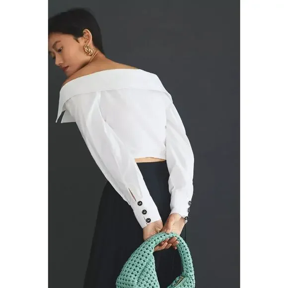 Maeve Crop Tie-Front Blouse L - Picture 2 of 4